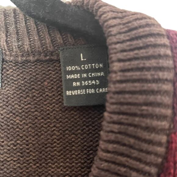 Vintage Y2K Dad Sweater Men’s Large Geometric Fall Neutral Earth Tones Argyle - Picture 5 of 8